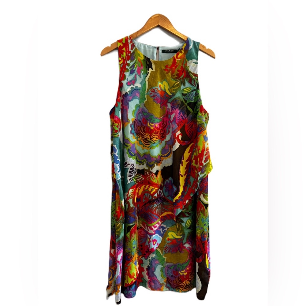 Lauren Ralph Lauren Sleeveless Chiffon Asymmetrical Drape Size 16